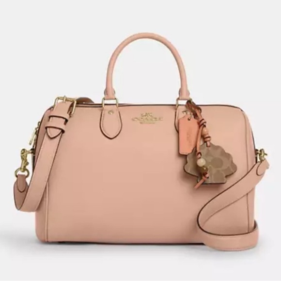 Coach Handbags - Coach Rowan Large Satchel Bag With Shell Charm CBH76 In Leather/ Cream/Tan NWT